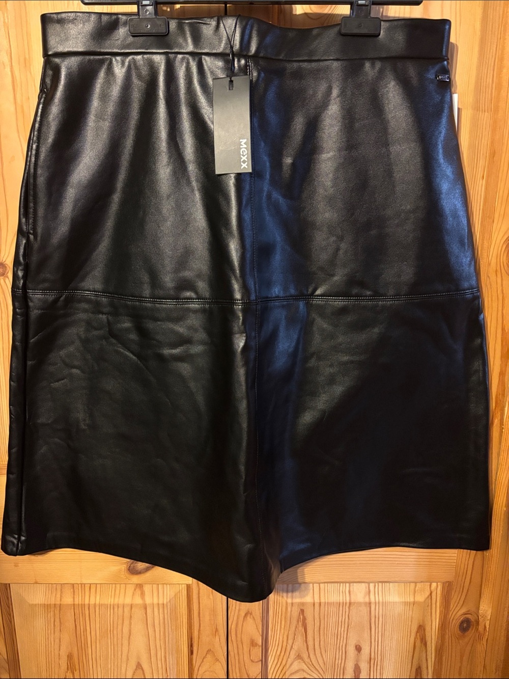 Mexx Black Faux Leather A-Line Skirt